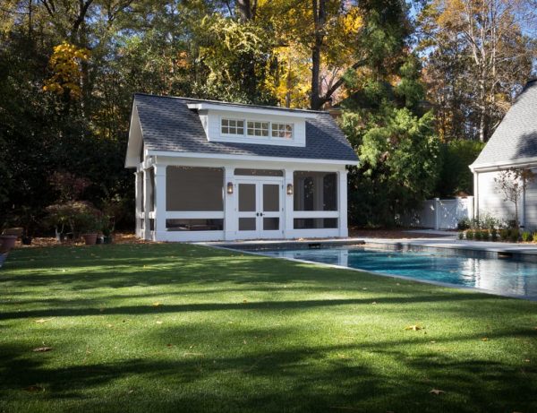 Pool house addition with shiplap