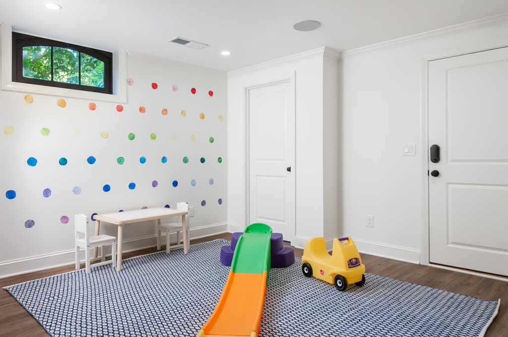 family-friendly basement playroom