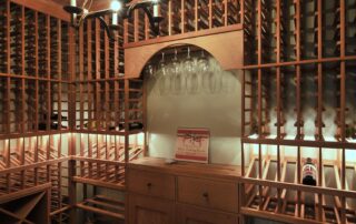 wine cellar with wood wine racks