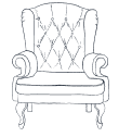 A graphic of a n armchair.