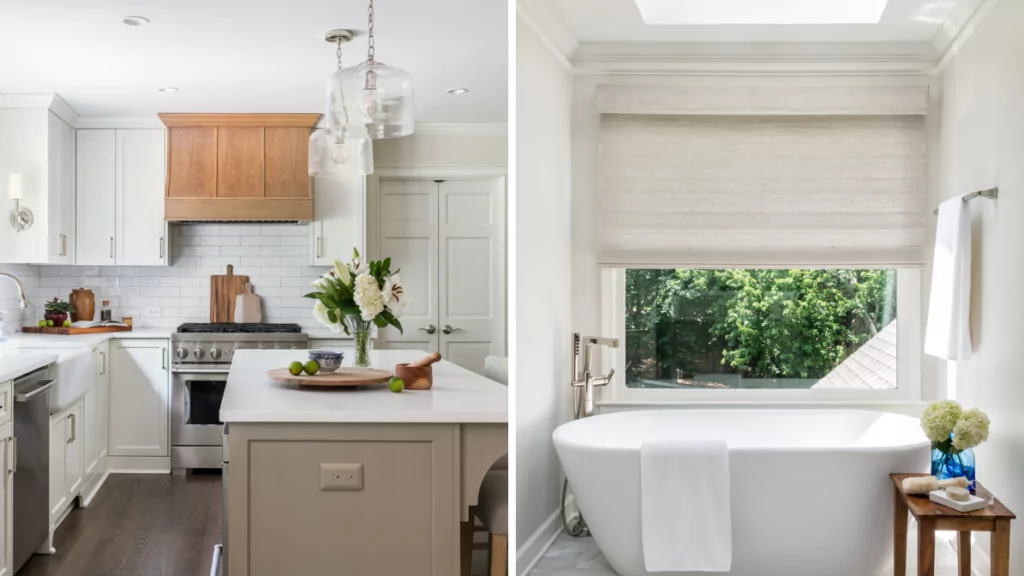 Collage of new remodeling projects in kitchen and bathroom