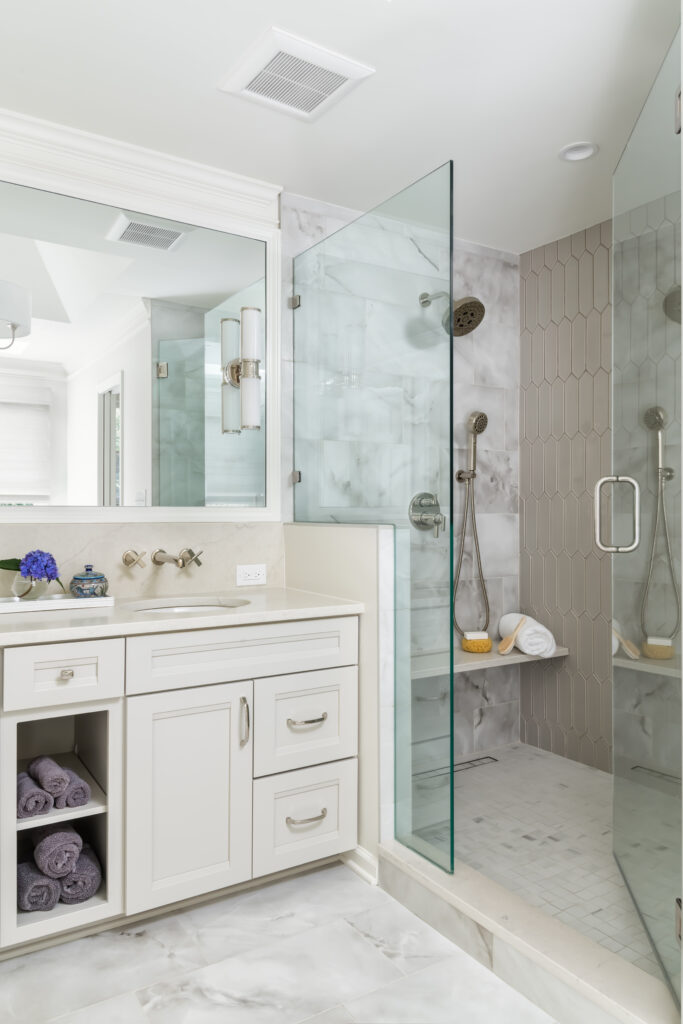 luxury bathroom remodel with walk-in shower