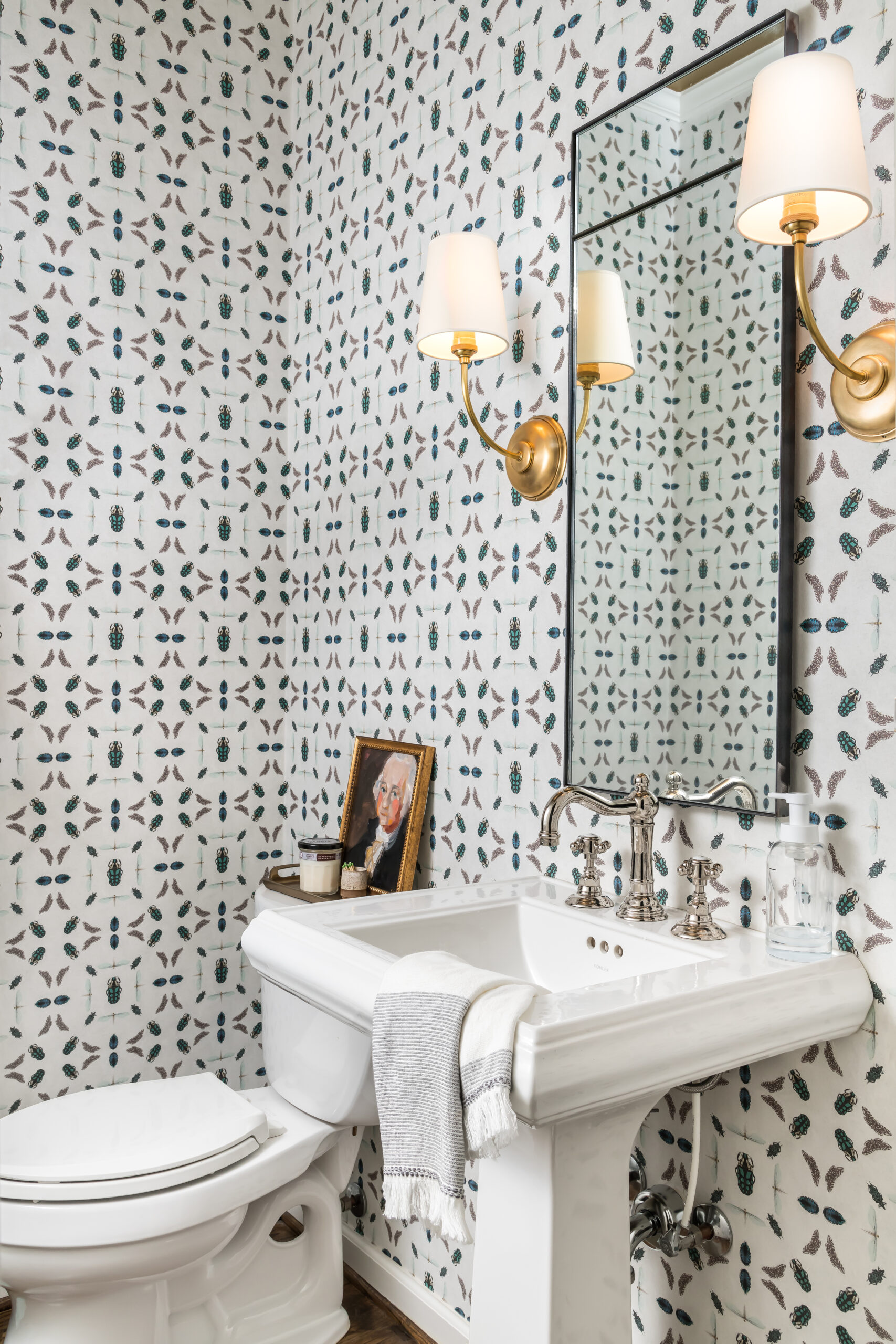 powder room with wallpaper bathroom trend