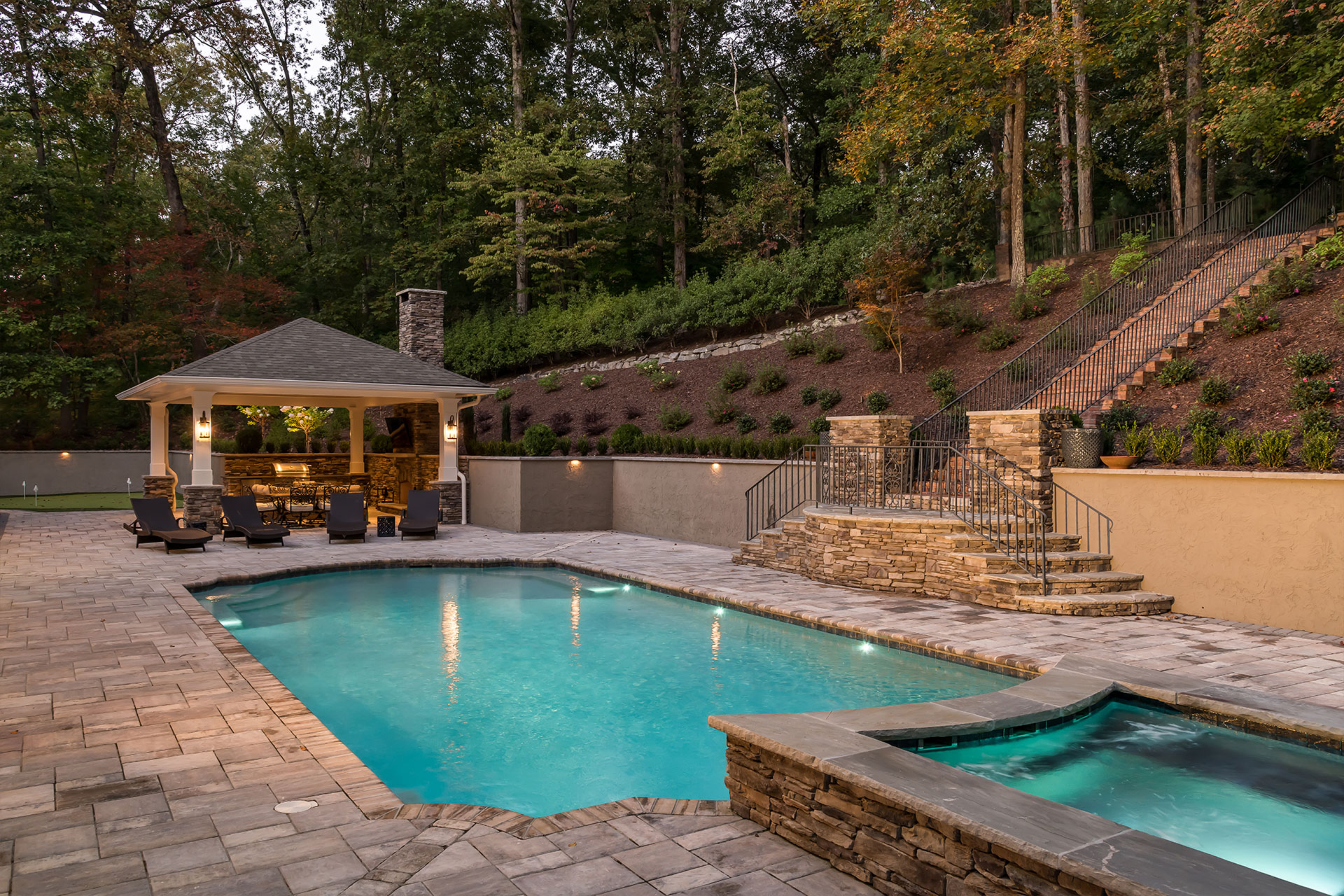 A Refreshed Pool Landscape with Pavilion