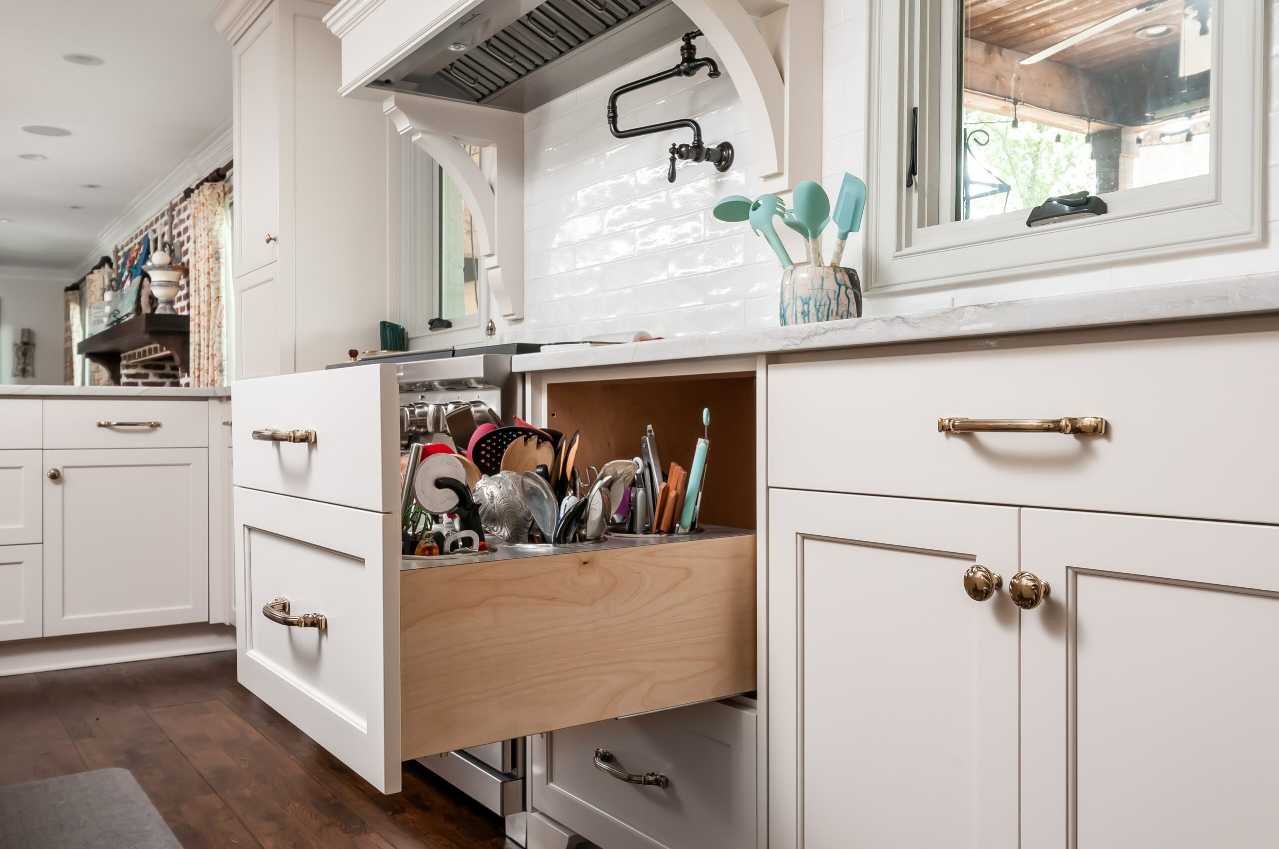 White kitchen custom renovations for storage