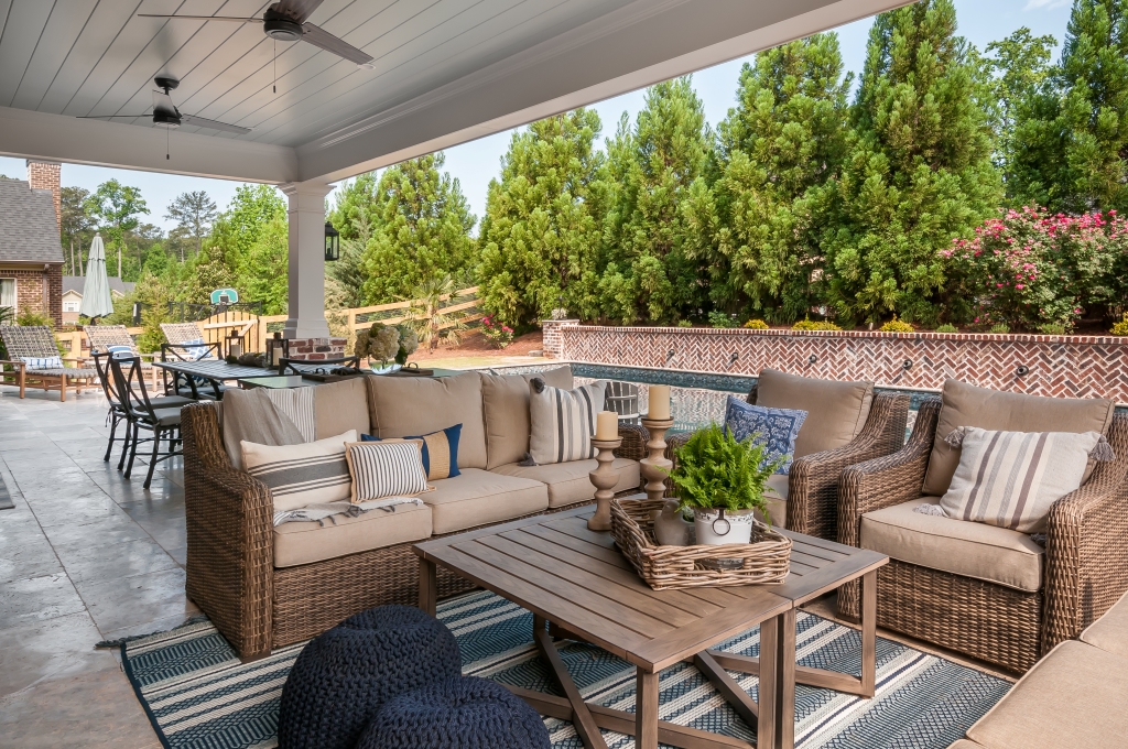 Outdoor living space in Marietta covered patio pool
