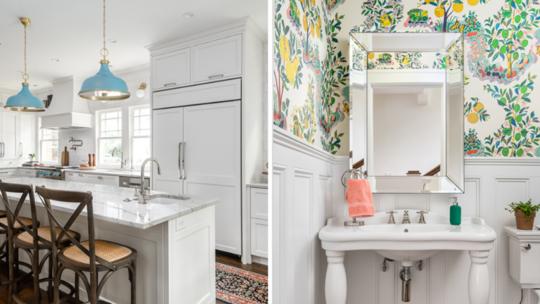 Colorful cottage style kitchen and bathroom remodel