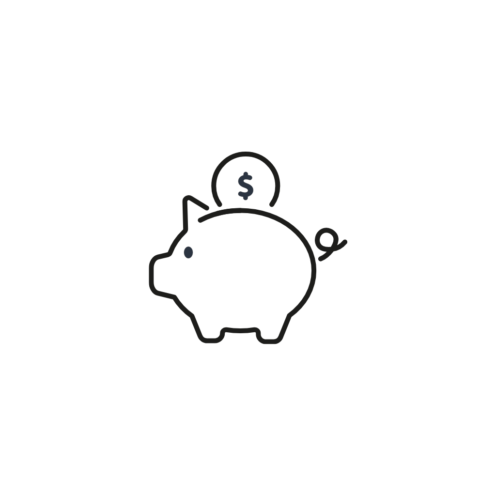 A piggy bank and coin icon