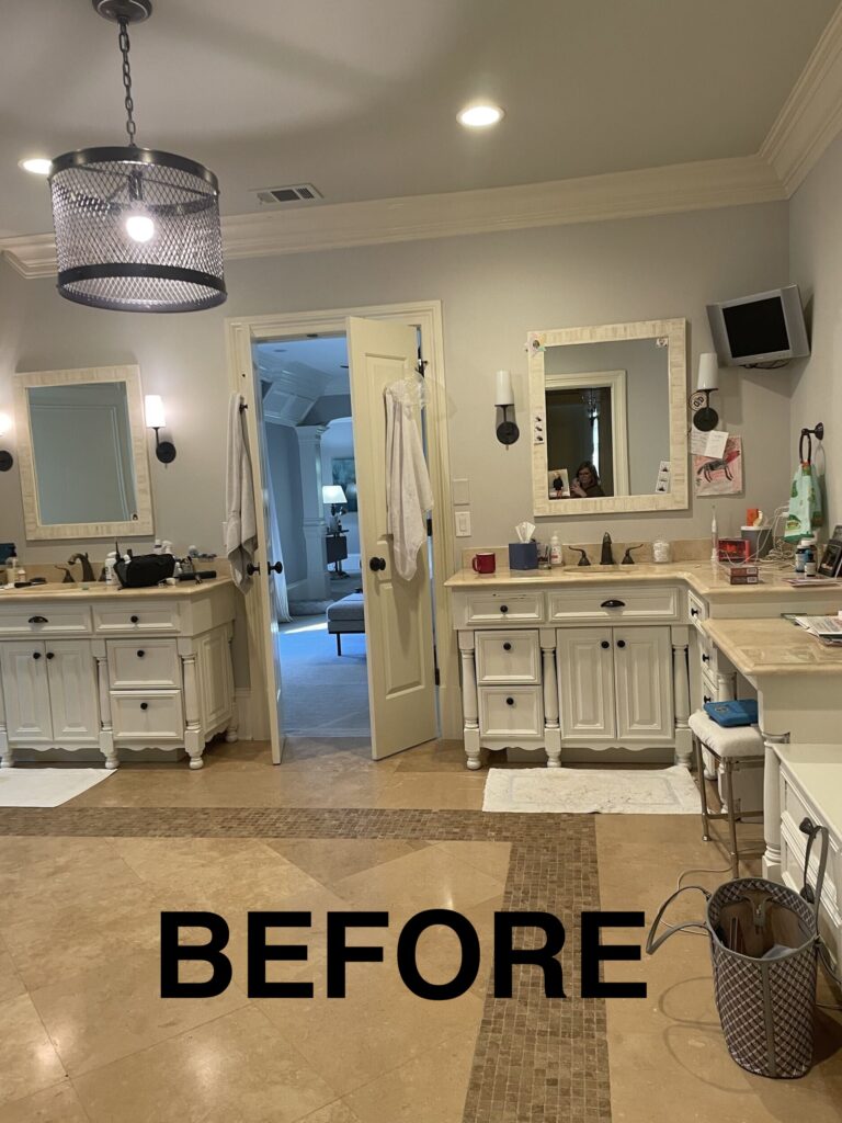 before and after picture of a bathroom remodel