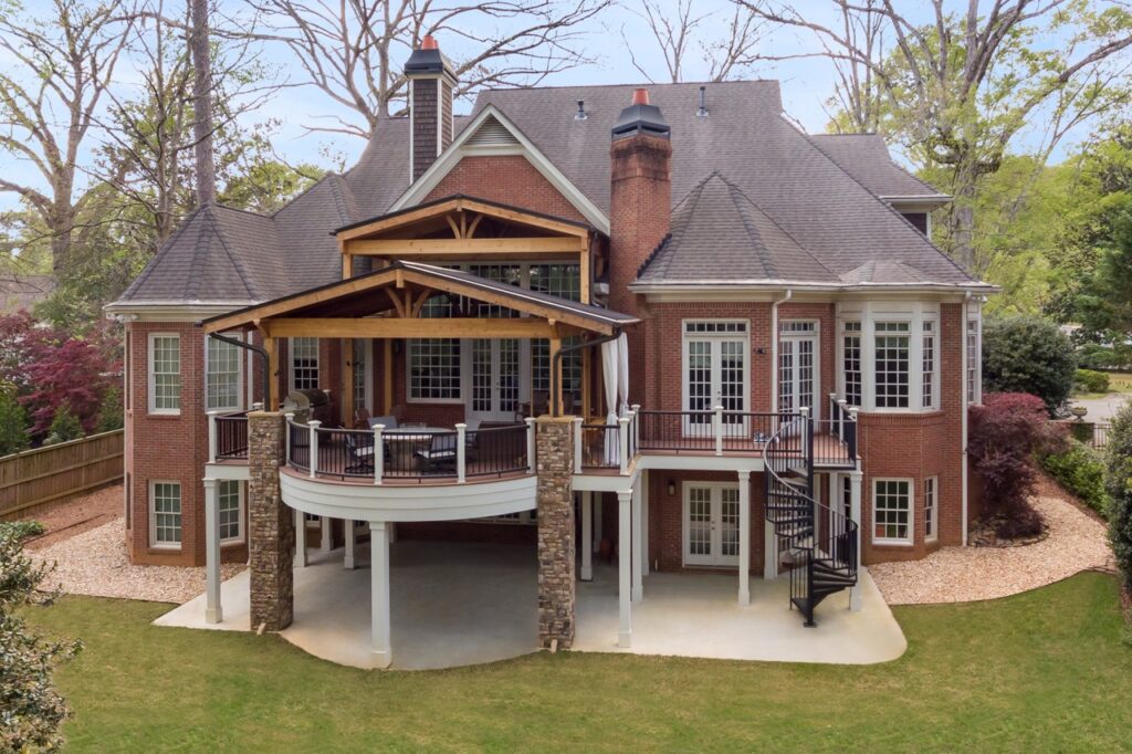 refined rustic porch and deck remodel in Sandy Springs, Georgia