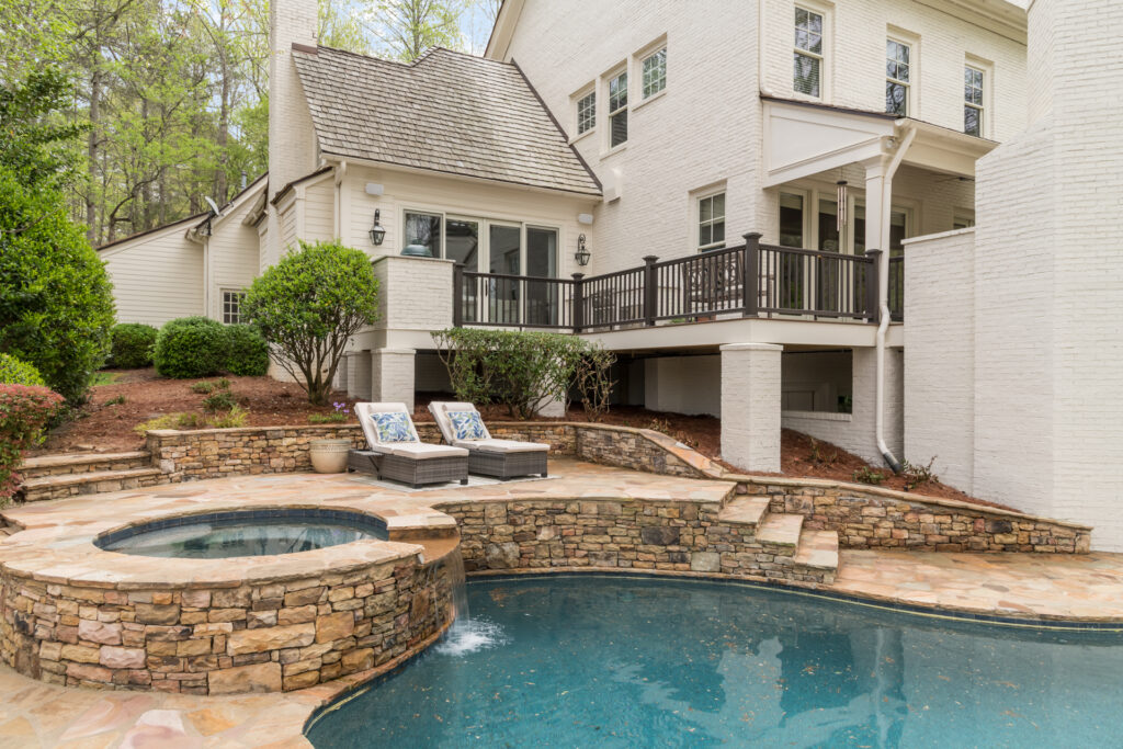 Grand porch renovation pool area after