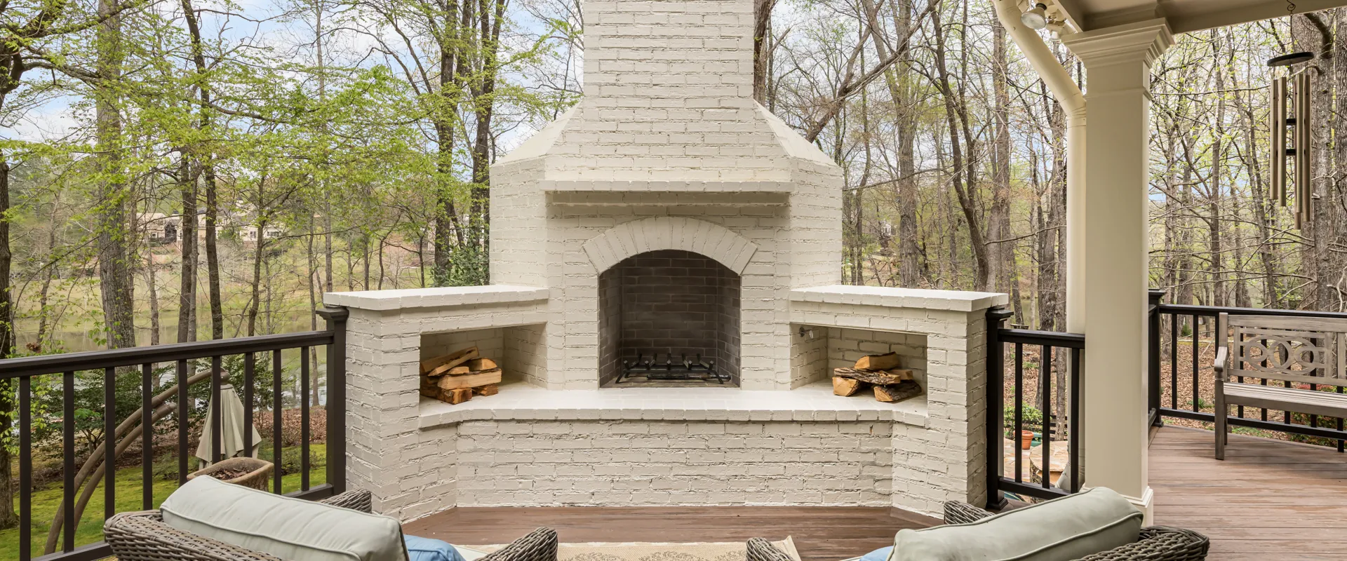 outdoor fireplace on a deck in atlanta
