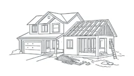 sketch of an atlanta house having an addition constructed