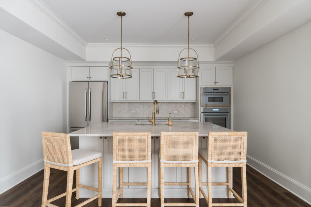 Stylish basement remodel in alpharetta kitchen island