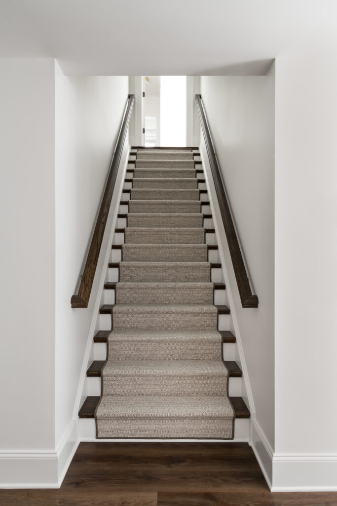 basement staircase with runner Alpharetta