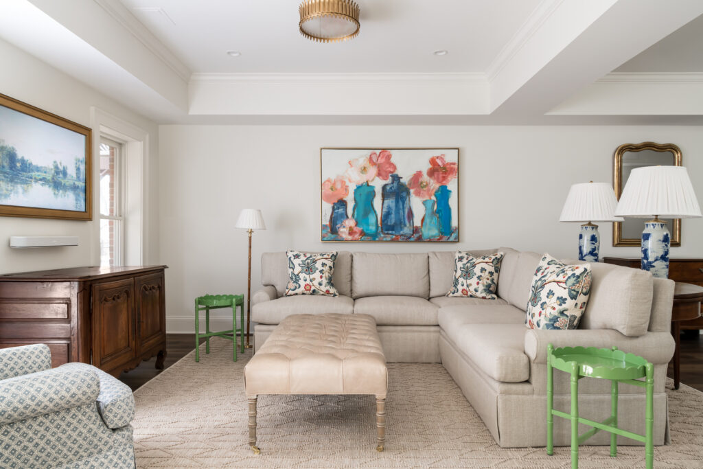 Stylish basement Remodel in alpharetta living room frame TV