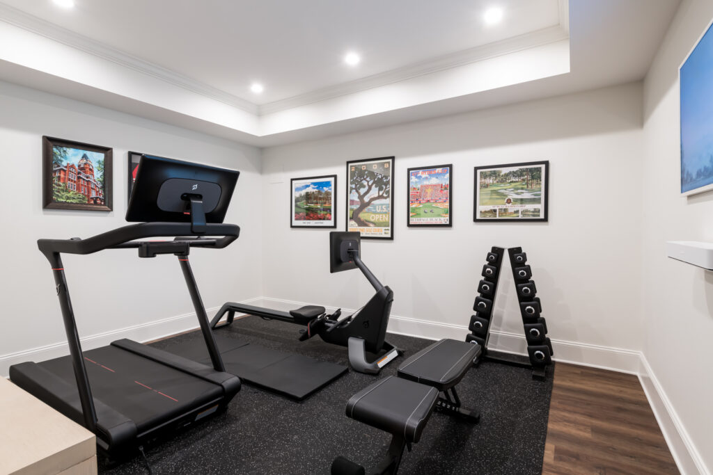 Stylish basement Remodel in alpharetta home gym