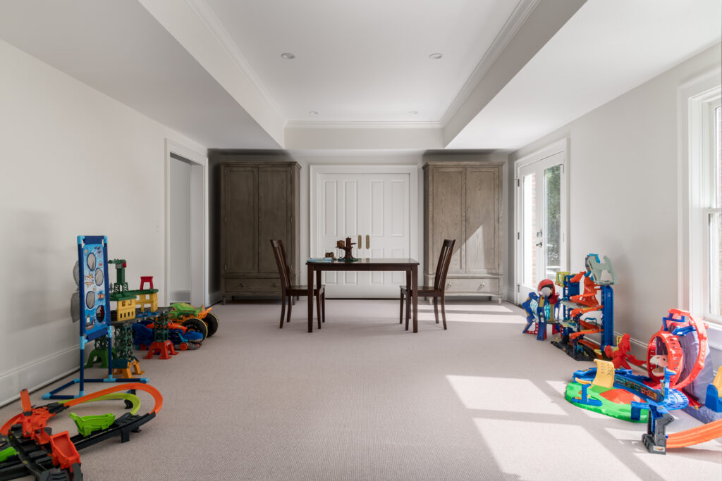 Stylish basement remodel in alpharetta playroom
