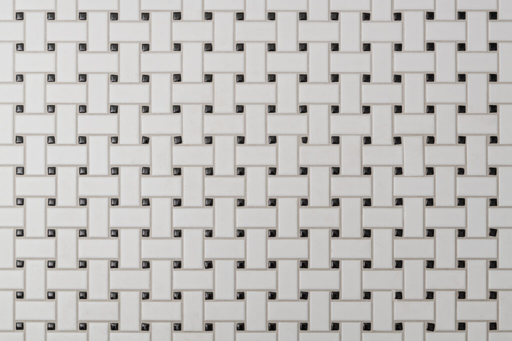 aging-in-place bathroom remodel with a basketweave tile floor