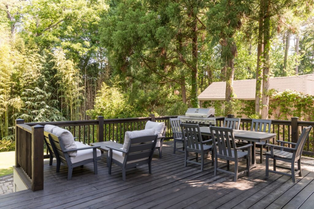 Deck for lounging and eating