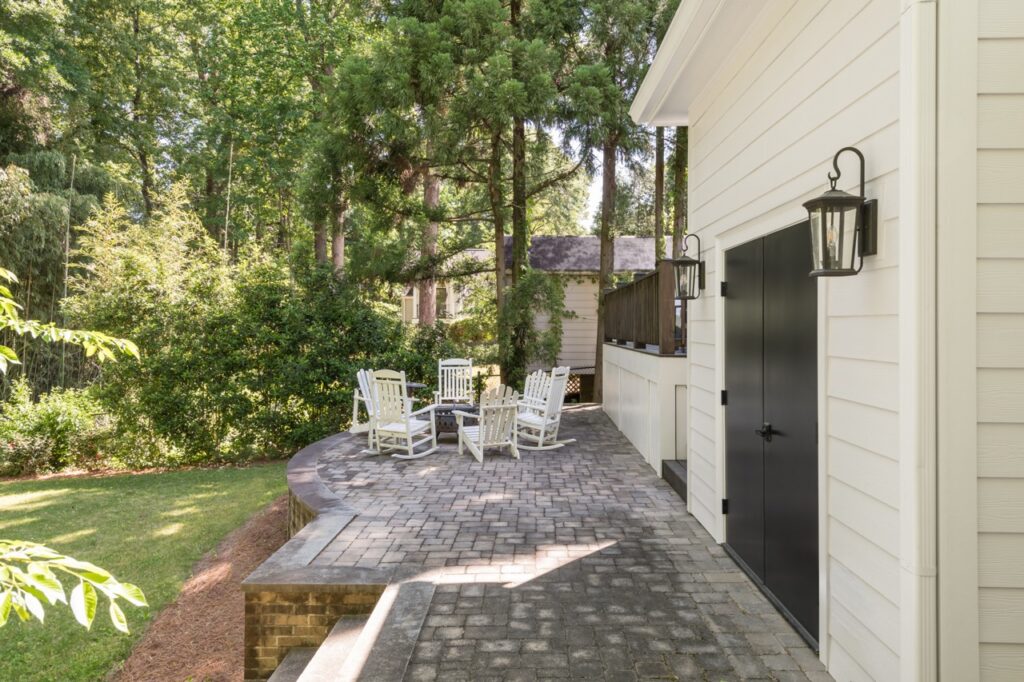New detached garage and adjacent terrace