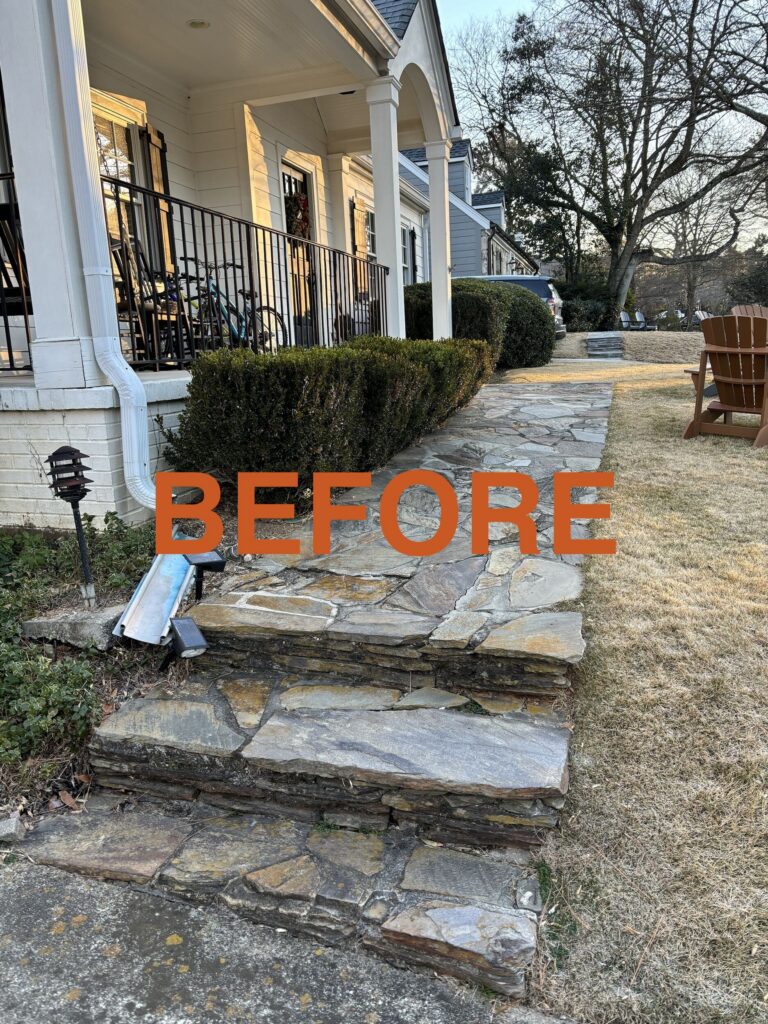 enhanced curb appeal project front walk before