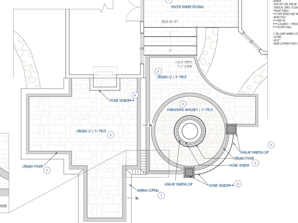 site plan of a series of outdoor rooms in John's Creek, Georgia