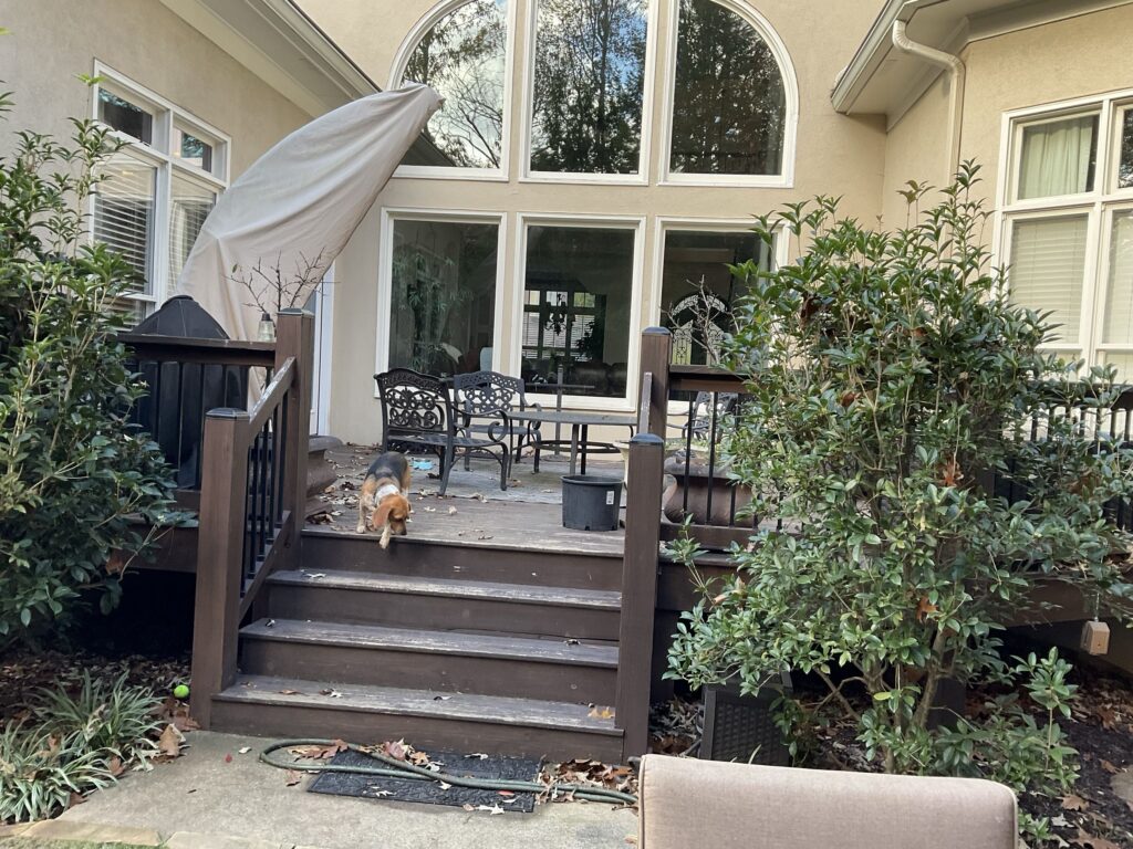 series of outdoor rooms deck before